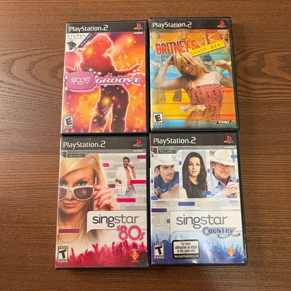 Sony PlayStation 2 Music Dance Game Lot 4 PS2 SingStar Britney EyeToy Good Condi